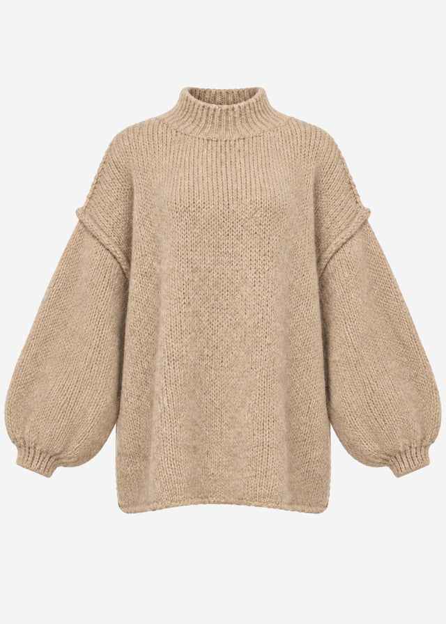 Oversized Grobstrickpullover - beige