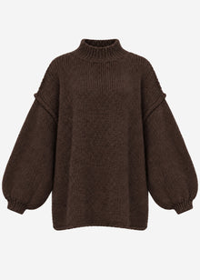 Oversized Grobstrickpullover - braun