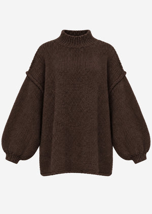 Oversized chunky knit jumper - brown