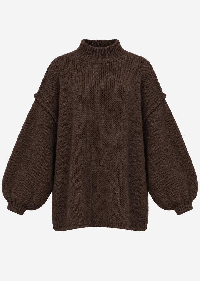 Oversized chunky knit jumper - brown