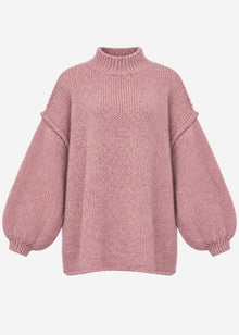 Oversized Grobstrickpullover - altrosa