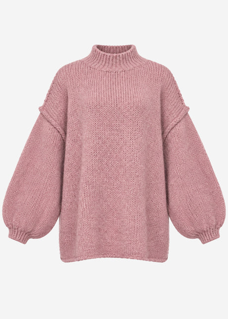 Oversized Grobstrickpullover - altrosa