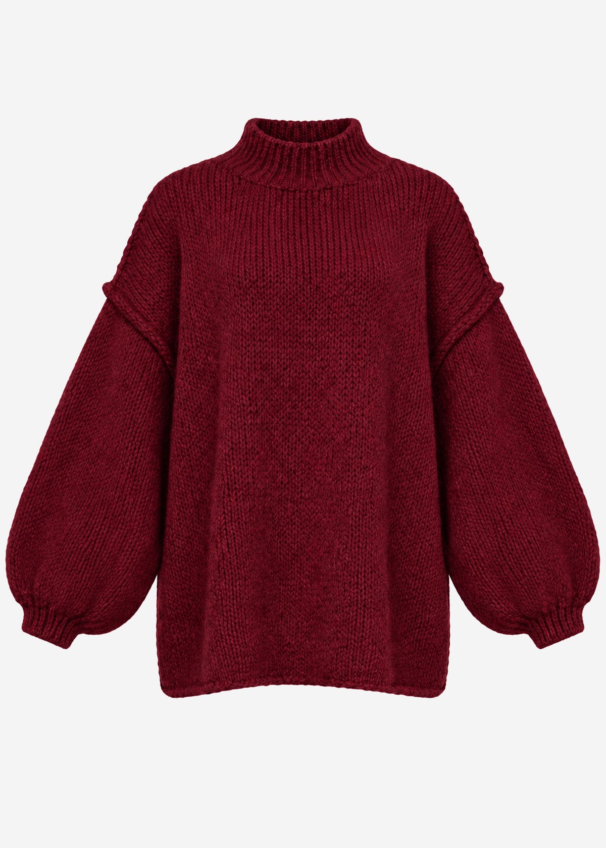 Oversized chunky knit jumper - burgundy