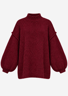 Oversized Grobstrickpullover - burgundy