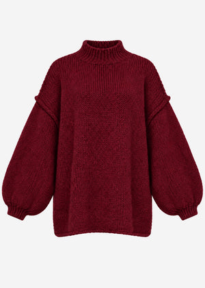 Oversized chunky knit jumper - burgundy