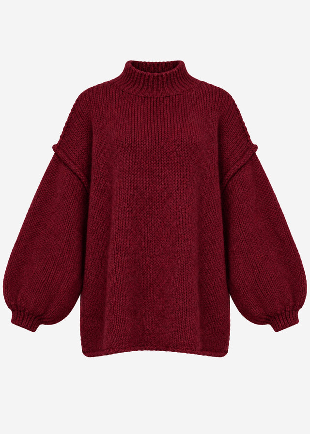 Oversized Grobstrickpullover - burgundy