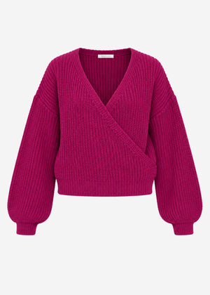 Pullover mit Wickeloptik - beere