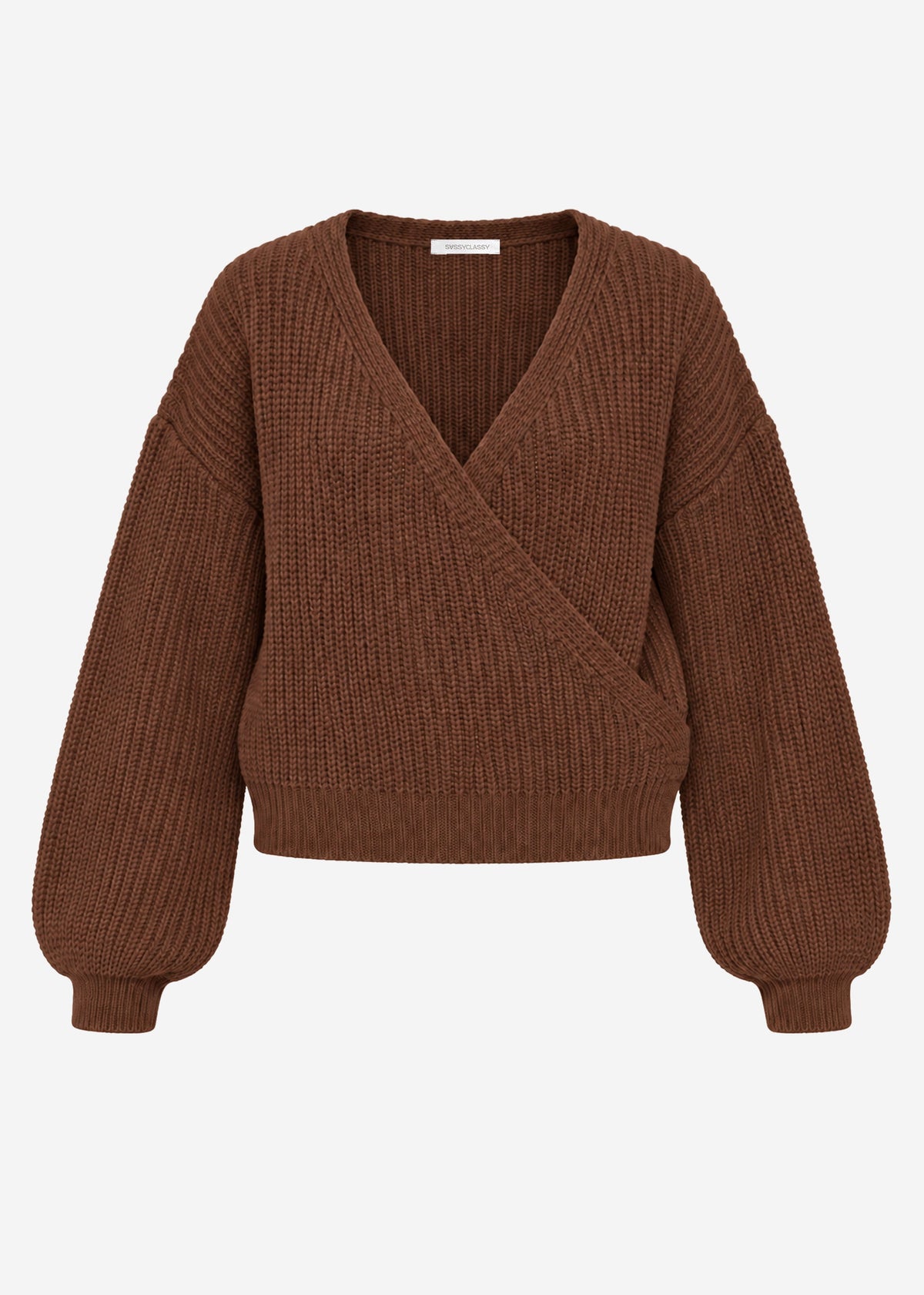 Pullover mit Wickeloptik - braun