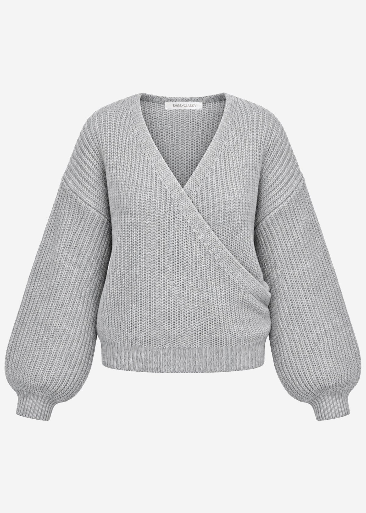 Pullover mit Wickeloptik - hellgrau