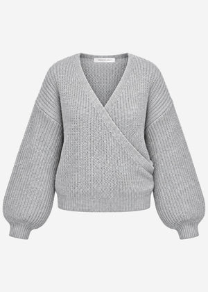 Pullover mit Wickeloptik - hellgrau