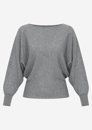 Fine knit jumper with batwing sleeves - grey