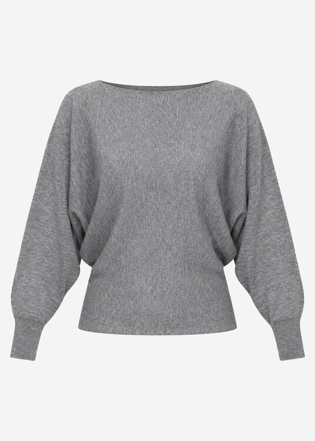 Fine knit jumper with batwing sleeves - grey