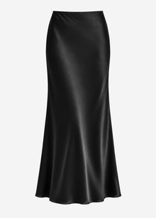 Flowing satin skirt - black