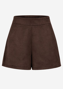 Shorts in Wildlederoptik - dunkelbraun