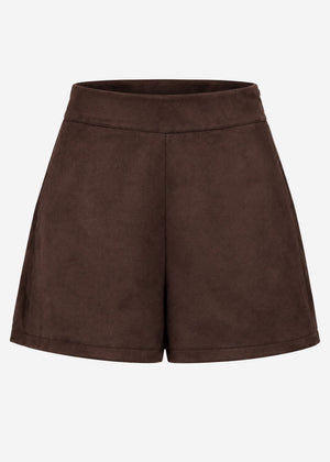 Shorts in Wildlederoptik - dunkelbraun