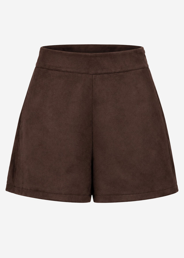 Shorts in Wildlederoptik - dunkelbraun