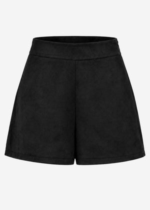 Faux suede shorts - black