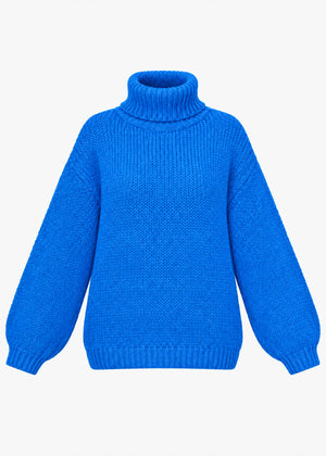 Oversized roll neck jumper - blue