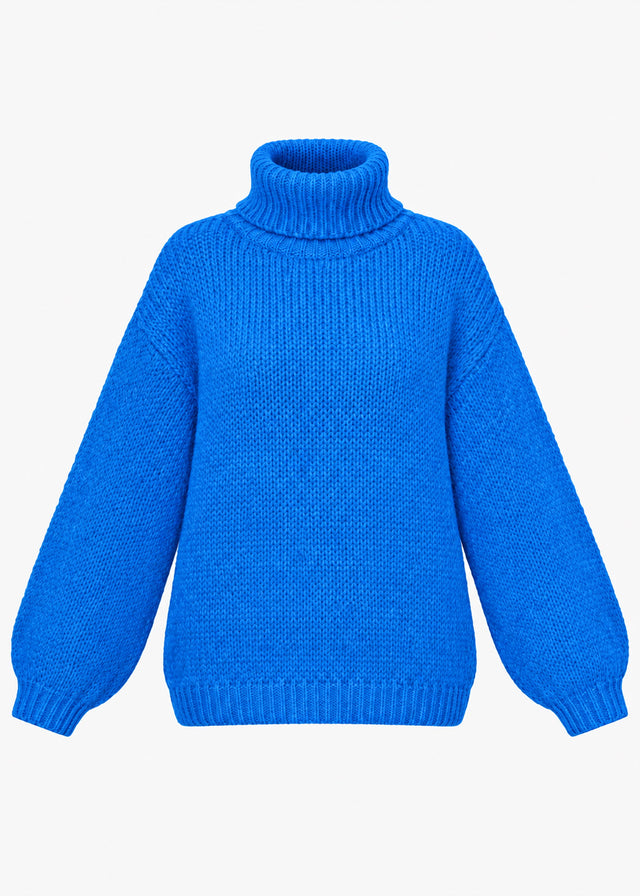 Oversized roll neck jumper - blue