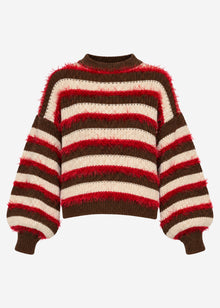 Striped oversized jumper - brown-beige