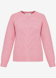 Strickpullover mit Zopfmuster - rosa