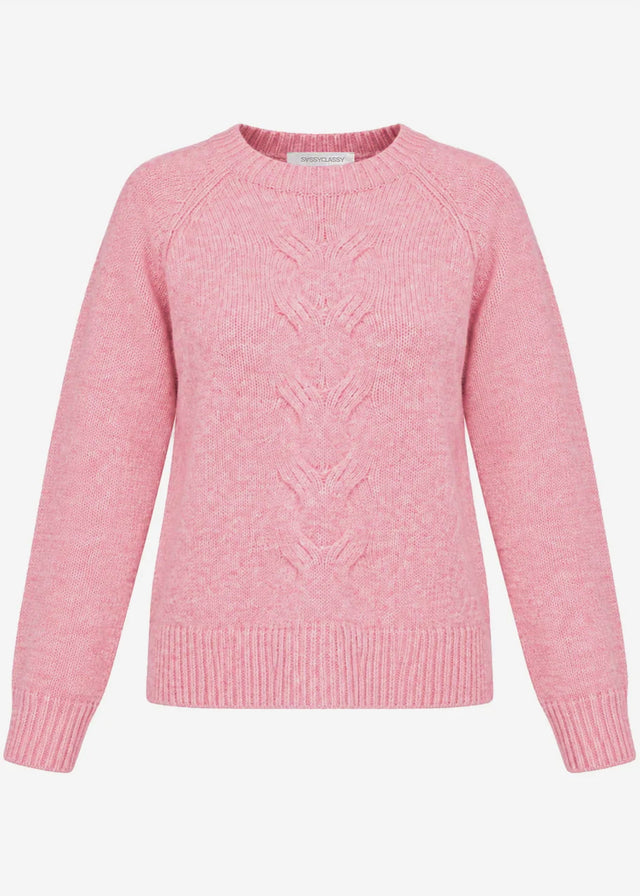 Knit jumper with cable knit - salmon rose