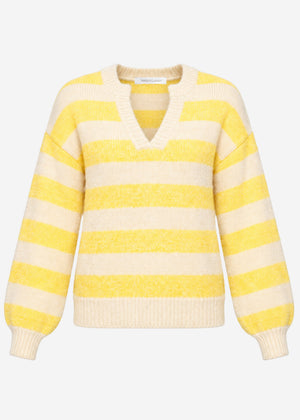 Striped jumper with trim - beige-yellow