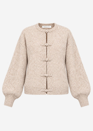 Cardigan with toggle fastening - beige