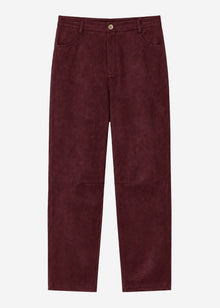 Barrel-Leg Hose in Wildlederoptik - burgundy