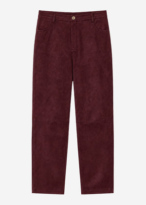 Faux suede barrel-leg trousers - bordeaux
