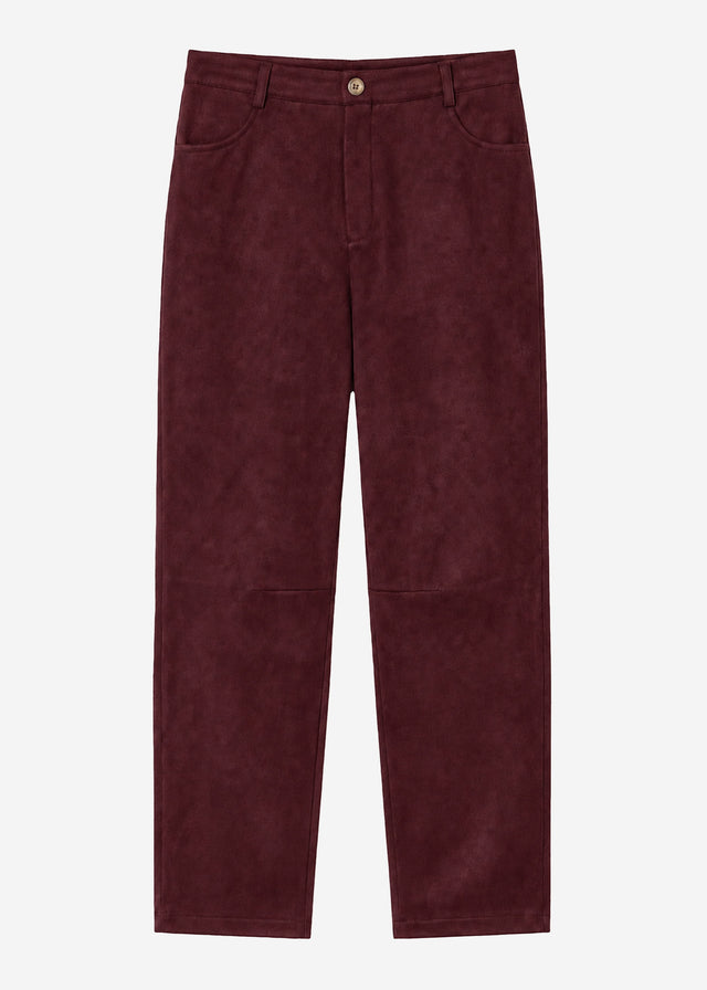 Barrel-Leg Hose in Wildlederoptik - burgundy