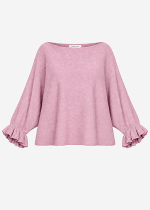 Oversized jumper with boat neck - dusty rose