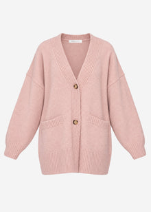 Oversized cardigan with pockets - rose