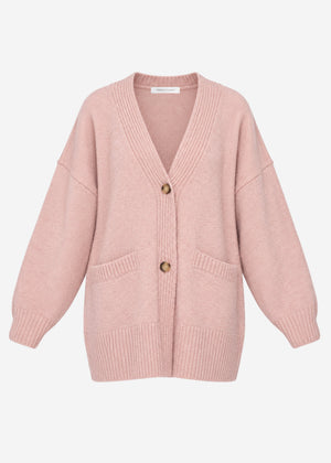 Oversized cardigan with pockets - rose