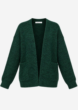 Knit cardigan with pockets - dark green