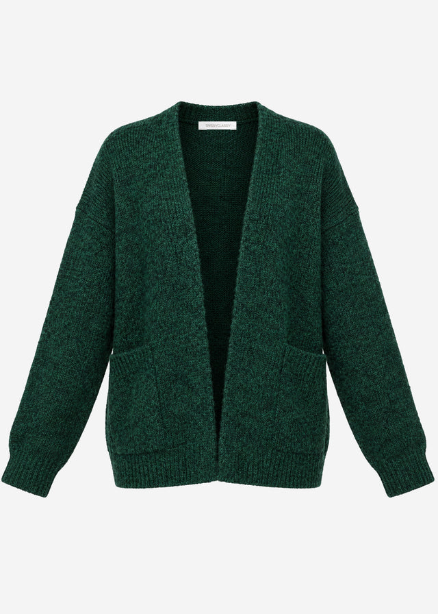Knit cardigan with pockets - dark green