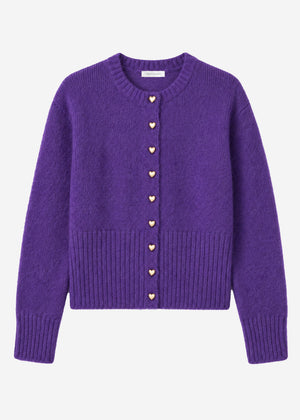 Cardigan with heart buttons - purple