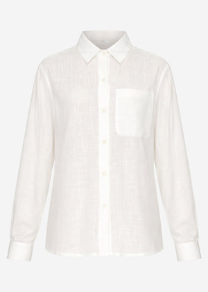 Oversized viscose-linen blend shirt blouse - off-white