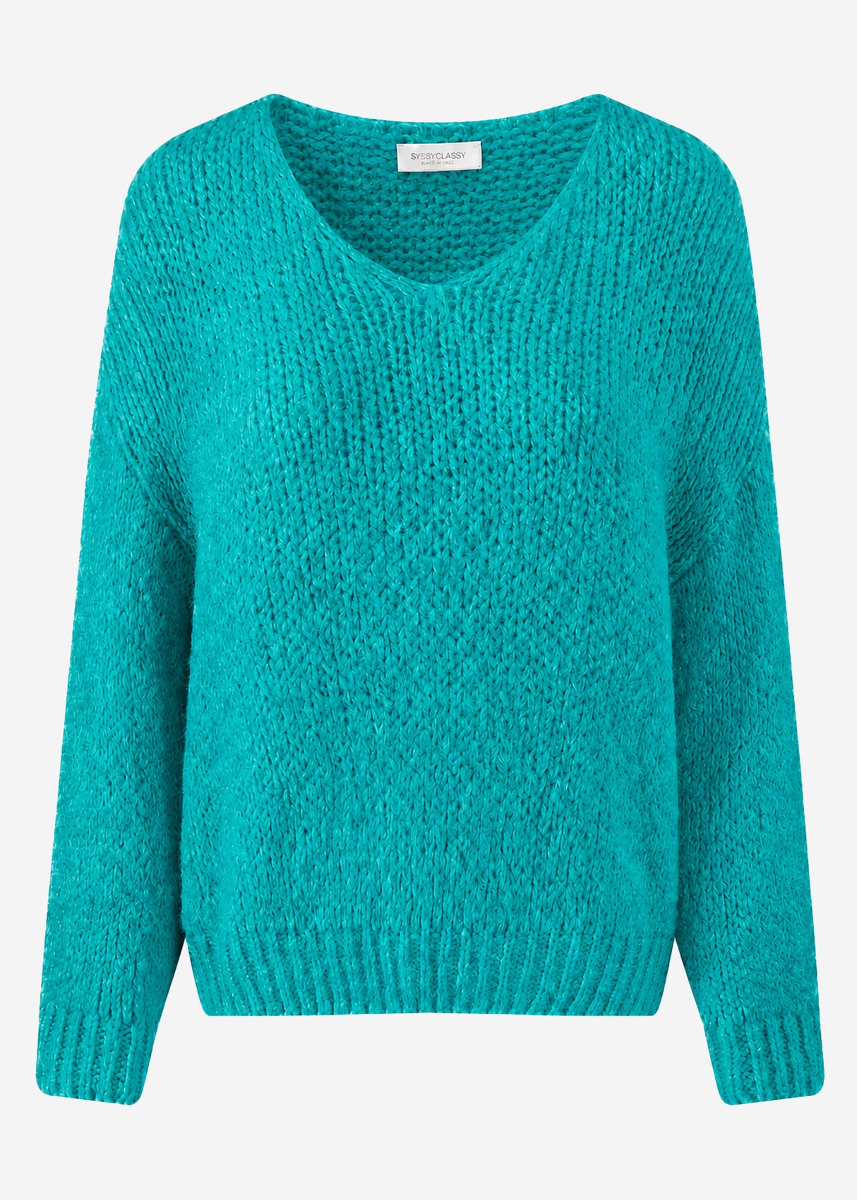 Oversize Pullover mit V-Ausschnitt - petrol