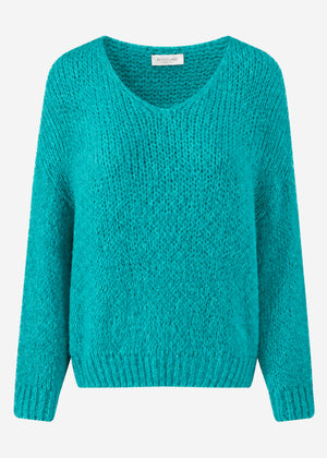 Oversize Pullover mit V-Ausschnitt - petrol