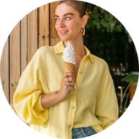 Women's yellow muslin blouse with a shirt collar and an oversized fit – Muslin blouses by SASSYCLASSY