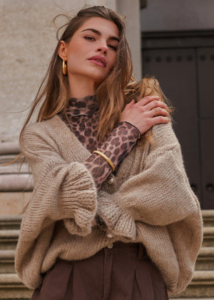 Cardigan mit 3/4-Ärmeln - taupe