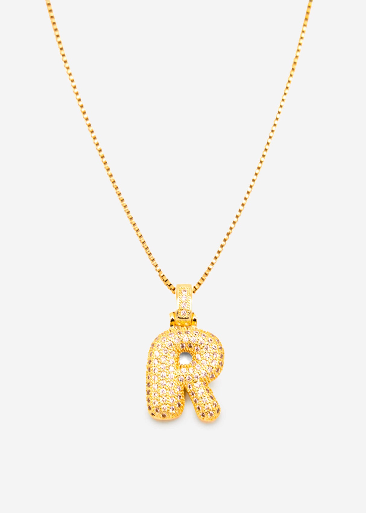 Letter necklace - R - gold