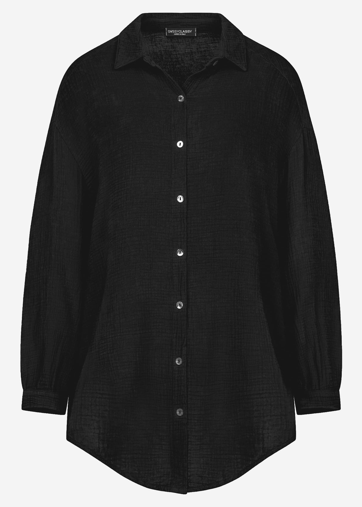 Muslin blouse oversize, black