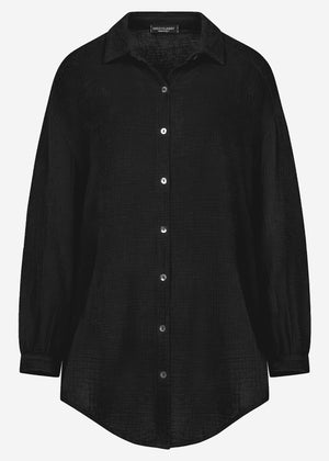 Muslin blouse oversize, black