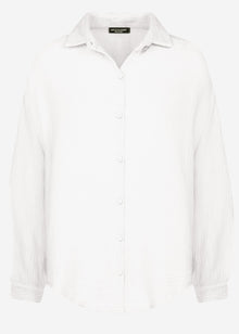 Musselin Bluse oversize, kurz - weiß