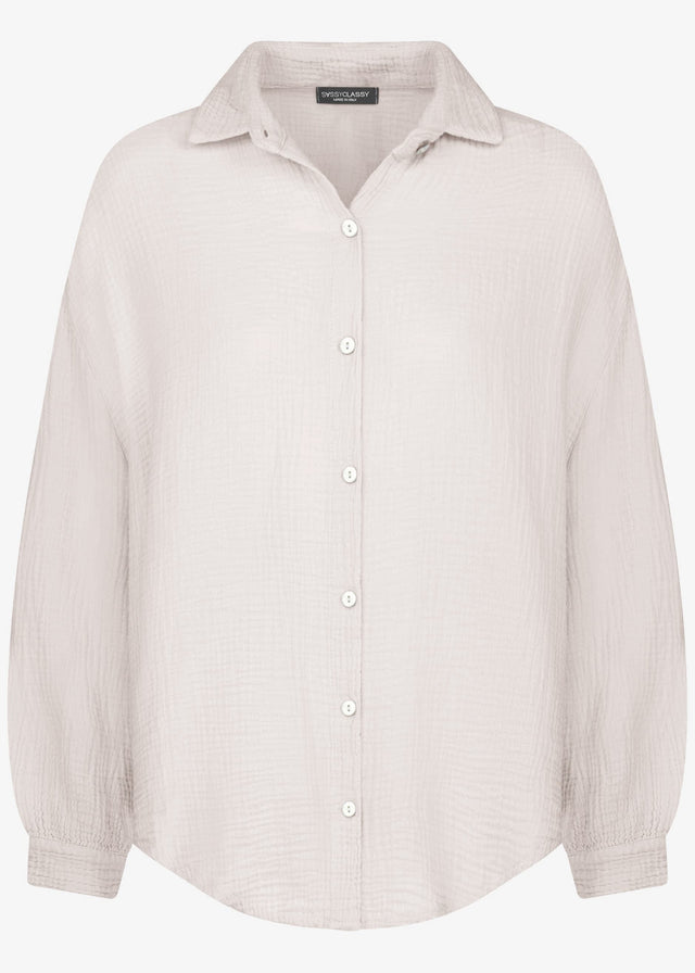 Musselin Bluse oversize, kurz - hellbeige