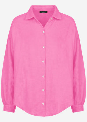 Muslin blouse oversize, short, pink
