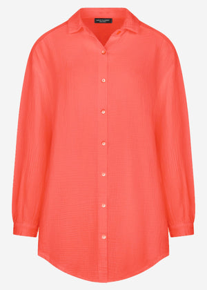 Muslin blouse oversize, coral