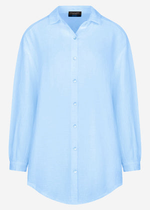 Muslin blouse oversize, light blue